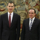 El Rey recibe en el palacio de la Zarzuela al portavoz de UPN, Javier Esparza, este martes.-ANGEL DIAZ