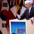 Vargas Llosa, durante su discurso en el Congreso Internacional de la Lengua Española.-EFE / MARISCAL