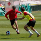 Fer Ruiz, durante un entrenamiento.-BURGOS CF