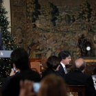El presidente del Gobierno, Mariano Rajoy, en el almuerzo ofrecido este miércoles en la Moncloa al presidente de Colombia, Juan Manuel Santos.-JOSÉ LUIS ROCA