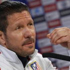 Simeone, durante una rueda de prensa el viernes pasado en la ciudad deportiva del Atlético.-Foto:   SERGIO BARRENECHEA / EFE