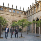 Junqueras, Puigdemont y Turull,ayer, en el Palau de la Generalitat-FERRAN SENDRA