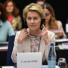 La presidenta de la Comisión Europea, Ursula von der Leyen, durante la conferencia de presidentes de la Eurocámara.-PATRICK SEEGER (EFE)