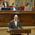 El diputado de Junts pel Sí, Raül Romeva, es el primero en iniciar los discurso en el pleno.-FERRAN SENDRA