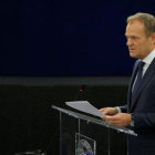 El presidente del Consejo Europeo, Donald Tusk, en la Eurocámara.-VINCENT KESSLER (REUTERS)