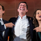 Albvert Rivera, Juan Marín e Inés Arrimadas, en Sevilla.-EFE