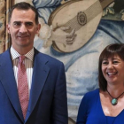 El rey Felipe recibe en audiencia en el palacio de la Almudaina a la presidenta de Baleares, Francina Armengol, este lunes-EFE / BALLESTEROS