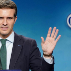 Rueda de prensa de Pablo Casado en la sede del PP.-JOSE LUIS ROCA