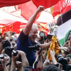 En el espacio vetado afirmaba que Lula sigue siendo candidato a la presidencia de Brasil.-AP / ANDRE PENNER
