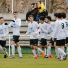 Los integrantes del conjunto burgalés celebran un gol en un partido de esta temporada.-ALBA DELGADO / BURGOS CF
