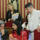 Jesús Ortego, Gloria Bañeres y Vicente Marañón, concejales de Ciudadanos, en un Pleno municipal.-RAÚL G. OCHOA
