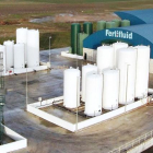 Imagen aérea de las instalaciones de Fertifluid Fertilizantes SL, empresa ubicada en Villalar de los Comuneros (Valladolid). /-E.M.