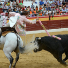 La portuguesa Ana Rita tuvo una brillante presentación en la plaza de toros de Roa.-A. CALVO