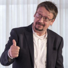 El líder de Catalunya en Comú-Podem, Xavier Domènech, en un acto en la pasada campaña electoral.-RICARD FADRIQUE
