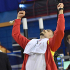 Ibáñez festeja con el gesto de la victoria el oro conseguido en Minsk-ECB