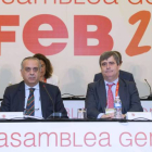 José Luis Sáez (FEB), MiguelCardenal (CSD) yFranciscoRoca (ACB), ayer, durante la Asamblea General de laFederación Española.-FEB