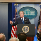 George W. Bush en su última rueda de prensa como presidente de Estados Unidos en el 2009.-JASON REED
