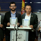 Los diputados de Compromís en el Congreso, en una rueda de prensa.-JOSE LUIS ROCA