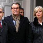 Mas, Ortega y Rigau acompañan a Francesc Homs en el juicio por el 9-N celebrado en Madrid.-JUAN MANUEL PRATS