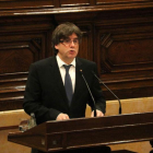 El 'president' Carles Puigdemont, en el debate de política general en el Parlament.-ACN