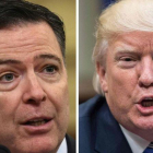 Imágenes de archivo del exdirector del FBI, James Comey, y el presidente de Estados Unidos, Donald Trump.-NICHOLAS KAMM (AFP)