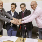 Juan José García, Fidel Torcida, Alejandro Sarmiento y Luis Jorge del Barco tras la firma del acuerdo.-Santi Otero