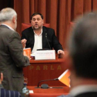 Oriol Junqueras declara ante la comisión de investigación de la cámara catalana sobre la aplicación del articulo 155 de la Constitución. En la foto los diputados de Ciudadanos abandonan la comisión-RICARD CUGAT
