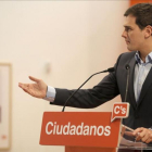 Albert Rivera, este lunes en la sede de Ciudadanos en Madrid.-