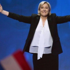 Marine Le Pen, en el mitin de Nantes.-AFP / JEAN-FRANCOIS MONIER
