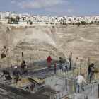 rabajos de construcción de viviendas en el asentamiento israelí de Maale Adumim, en Jerusalén este.-