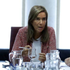 Ana Mato, reunida con consejeros de sanidad de la Comunidad de Madrid, personal del ministerio y médicos, este martes.-Foto: JUAN MANUEL PRATS