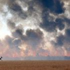 El incendio, en cuya extinción participaron 200 personas, provocó la huida de los animales que vivían en el monte y avisos a la población de tres pueblos.-M. A.
