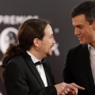 Iglesias y Sánchez, durante la última gala de los Goya, el pasado sábado.-JUAN MANUEL PRATS