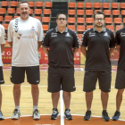 Samuel Pérez, Daniel Hernández, AlbertoCodeso,DiegoEpifanio, Fran Hernández, RaúlSantamaría y SergioRodríguez posan tras el primer entrenamiento.-SANTI OTERO