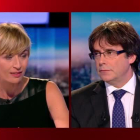 Momentos de la entrevista a Carles Puigdemont en la televisión pública belga (RTFB).-(RTFB).