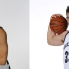 Pau Gasol, con la camiseta de su nuevo equipo, los Spurs, y su hermano Marc, un año más con los Grizzlies.-EL PERIÓDICO