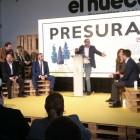Guerra (parte izq. abajo) y Garmilla (parte dch. arriba) fueron dos de los participantes en el coloquio inaugural.-ECB