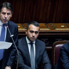 El primer ministro italiano, Giuseppe Conte, durante su intervención ante el Parlamento en Roma.-EFE / ANGELO CARCONI