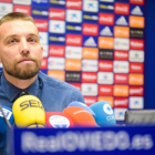 Michu durante una rueda de prensa con el Real Oviedo.-MOICELESTE.COM