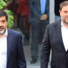 Jordi Sànchez y Oriol Junqueras, en un acto de la ANC el pasado mes de julio.-FERRAN NADEU