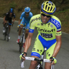 Alberto Contador durante una prueba esta campaña.-