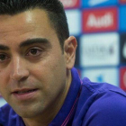 Xavi Hernández en rueda de prensa para anunciar que marcha de la institución azulgrana al término del ejercicio, este jueves.-Foto: JORDI COTRINA