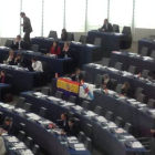 Bandera republicana en el Parlamento Europeo antes del discurso de Felipe VI.-ANTONIO BAQUERO