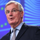 Michel Barnier durante su comparecencia, hoy, en Bruselas.-EMMANUEL DUNAND (AFP)