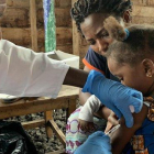 Campaña de vacunación contra el sarampión en Congo.-