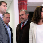 Manuel Rocha, Ander Gil, Manuel Juez (Apilet, integrada en FAE) y Esther Peña, ayer en la sede de los empresarios.-JAIME CARAZO