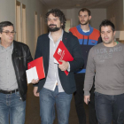 El procurador de Izquierda Unida, José Sarrión(C), y el portavoz de Izquierda Plural, José Luis Centella(I), presentan iniciativas en torno al caso Berkeley-Ical