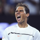 El tenista español Rafael Nadal celebra su pase a las semifinales del Abierto de Australia-