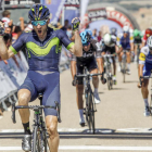 Carlos Barbero celebra la victoria en la meta de Clunia.-