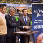 De izquierda a derecha, Albano Martínez, Marc Benhamou y Félix Sancho durante su comparecencia en el Coliseum.-SPB/M. GONZÁLEZ.